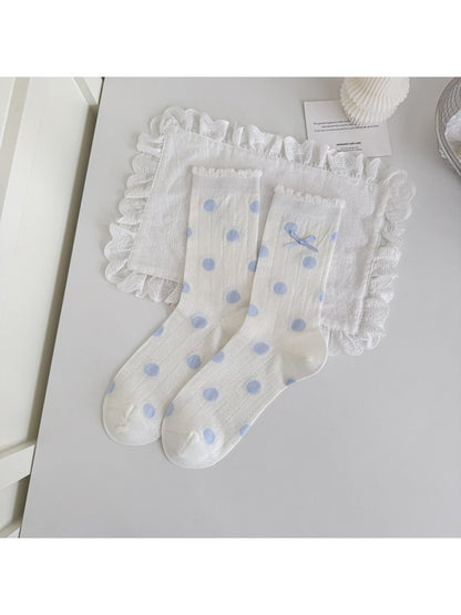 Rufia - Ruffle Trim Bow Detail Women's Crew Socks