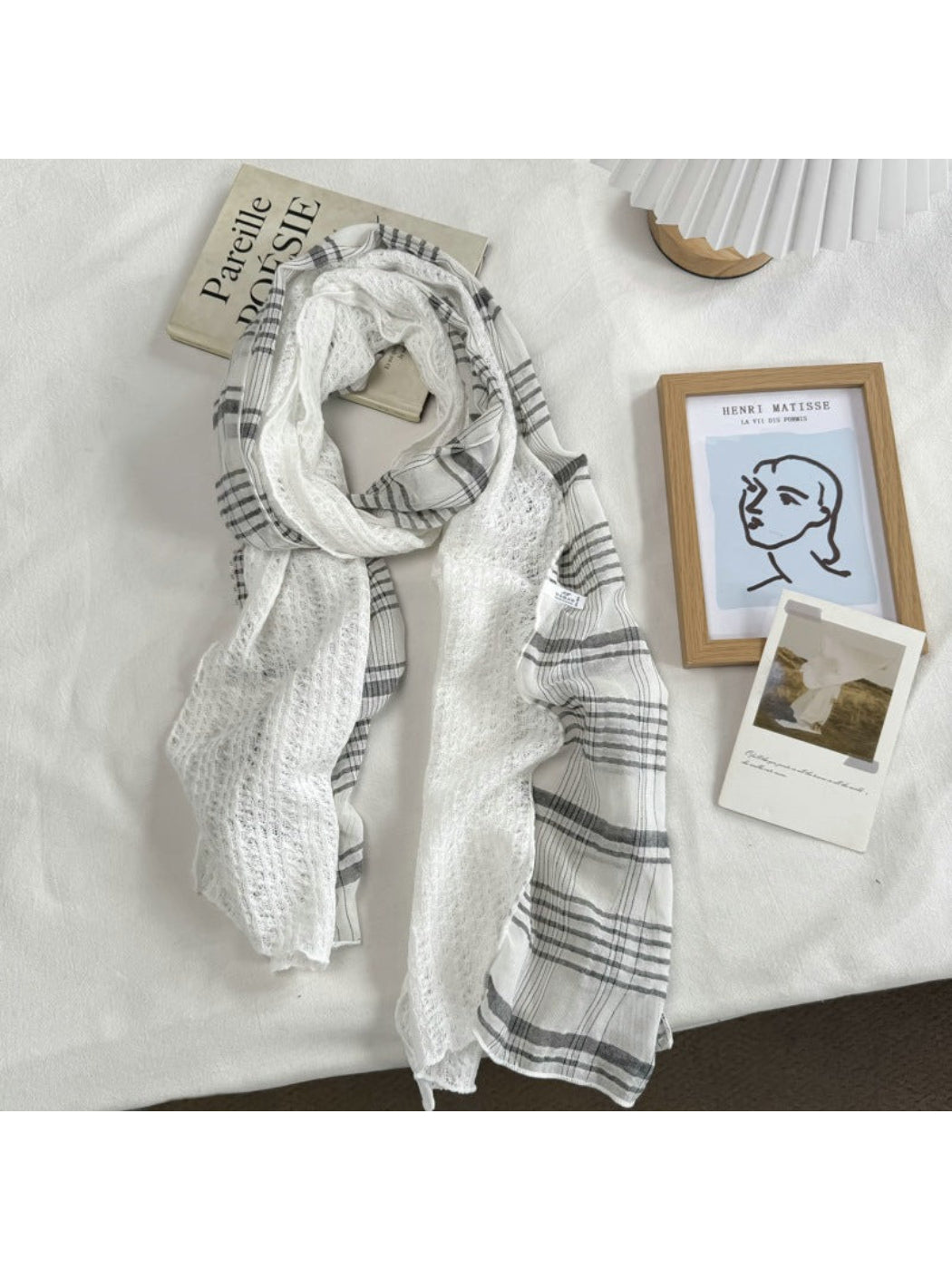 Scarvii - Plaid Openwork Lace Scarf