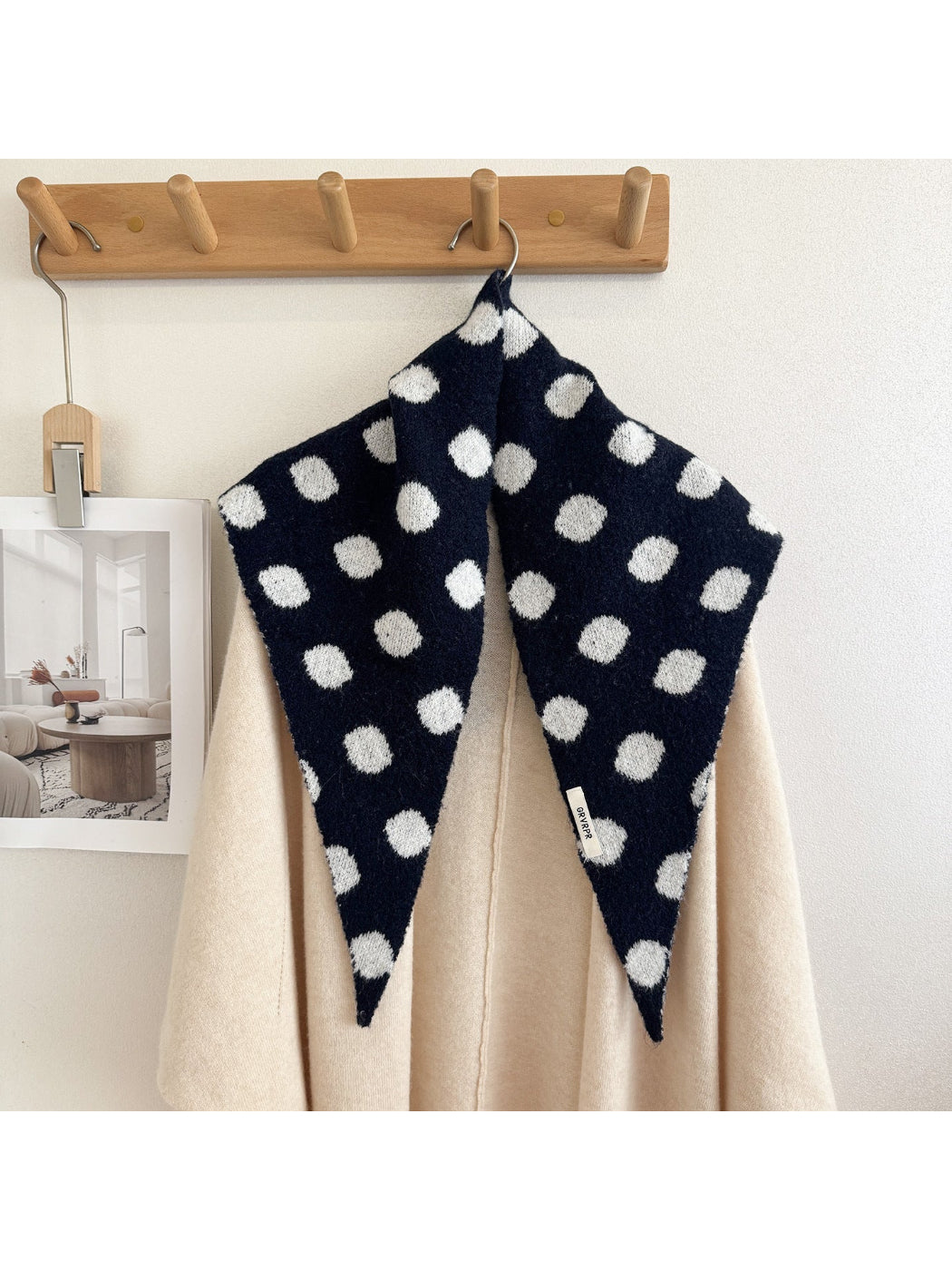 Scarvii - Fuzzy Polka Dot Triangle Scarf