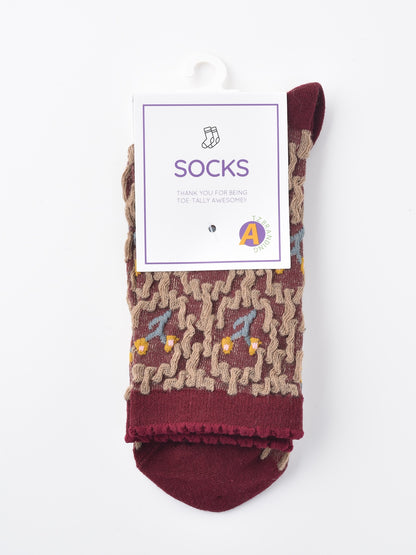 Rufia - Vintage Embroidered Mid-Calf Socks - Soft & Chic