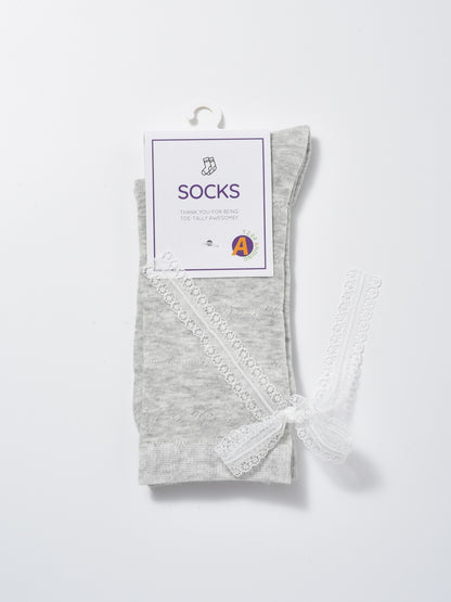 Rufia - Elegant Bow Lace Accent Crew Socks product image 4