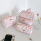 Cosbai - Plaid Bow Print Zipper Makeup Pouch Bag