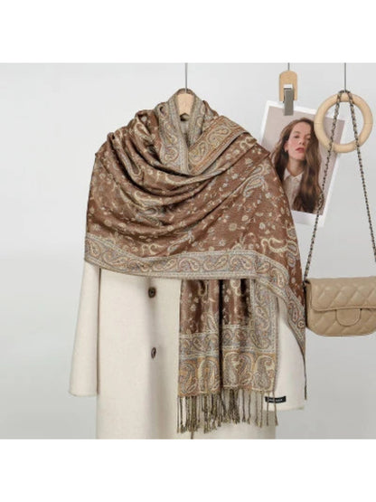 Scarvii - Paisley Floral-Vine Fringe Scarf