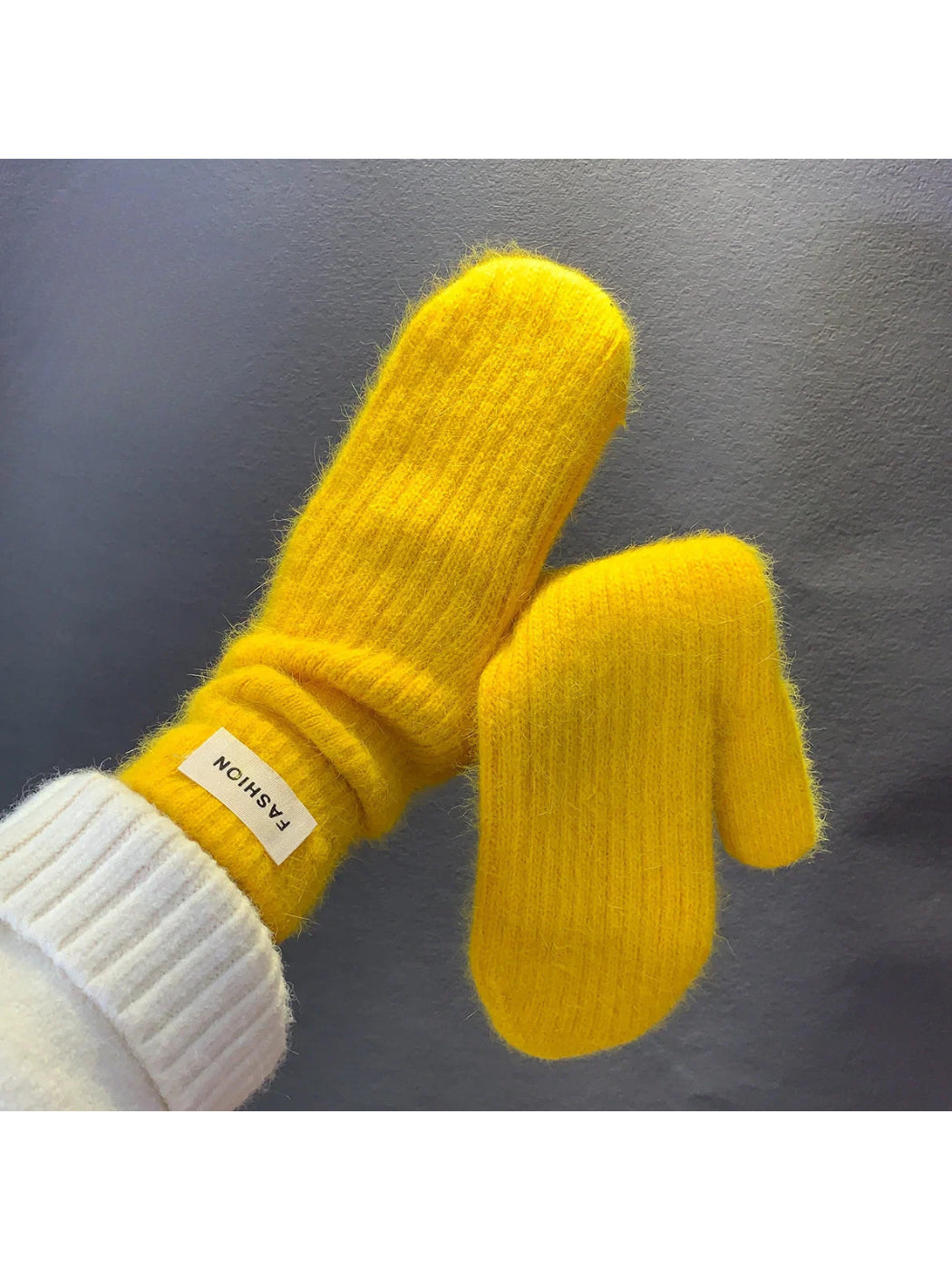 Gloving - Fuzzy Rib-Knit Cuff Mittens