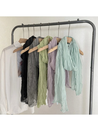 Scarvii - Crinkled Texture Sheer Scarf