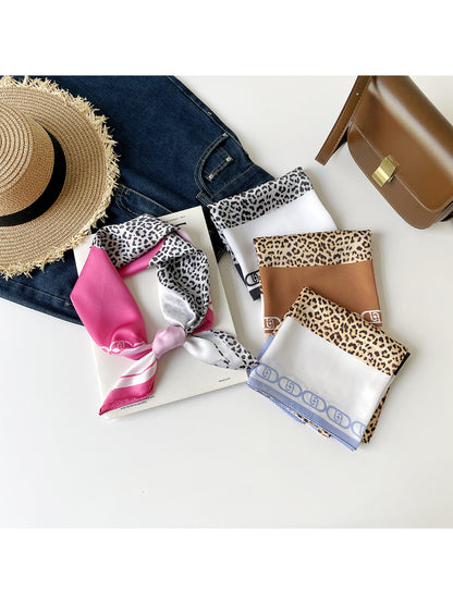 Scarvii - Leopard Print Chain Border Square Scarf