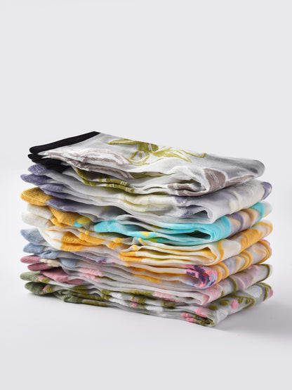 Rufia - Sheer Garden Flower Embroidered Crew Socks