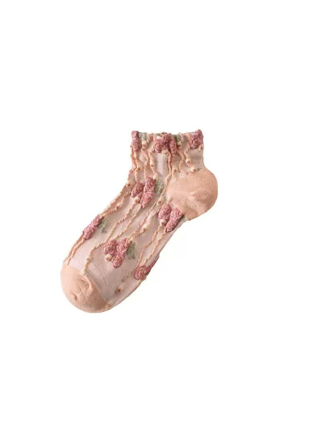 Rufia - Vintage Floral Relief Pattern Ankle Socks