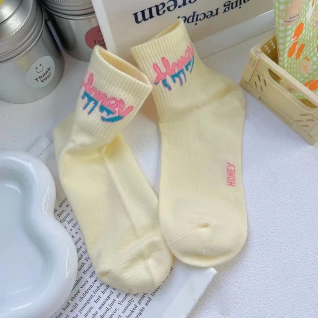Smiley Graphic Ankle Socks detail view