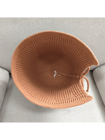 Haila - Openwork Knit Tie Strap Bonnet