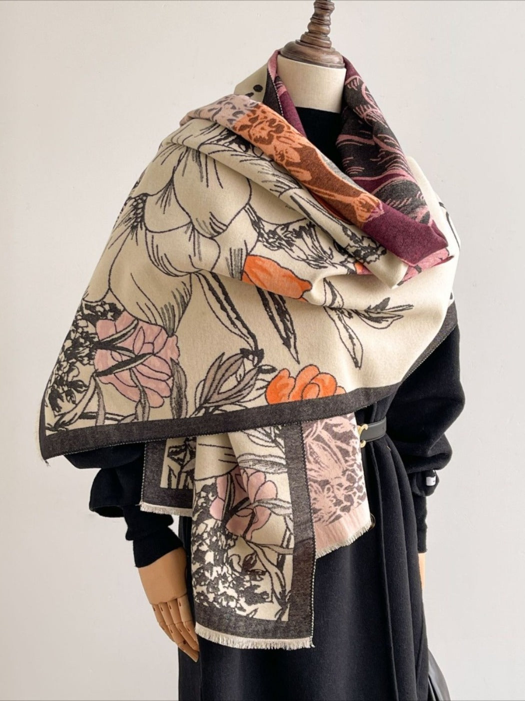 Scarvii - Reversible Floral Print Scarf & Shawl