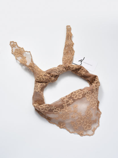 Scravii - Embroidered Lace Small Shawl Scarf