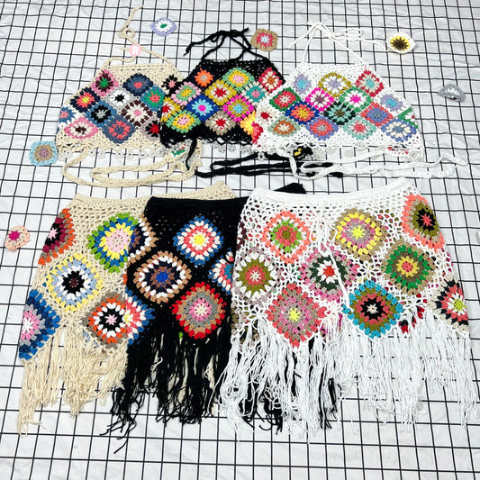 Vesty - Boho Halter Top and Skirt Crochet Set