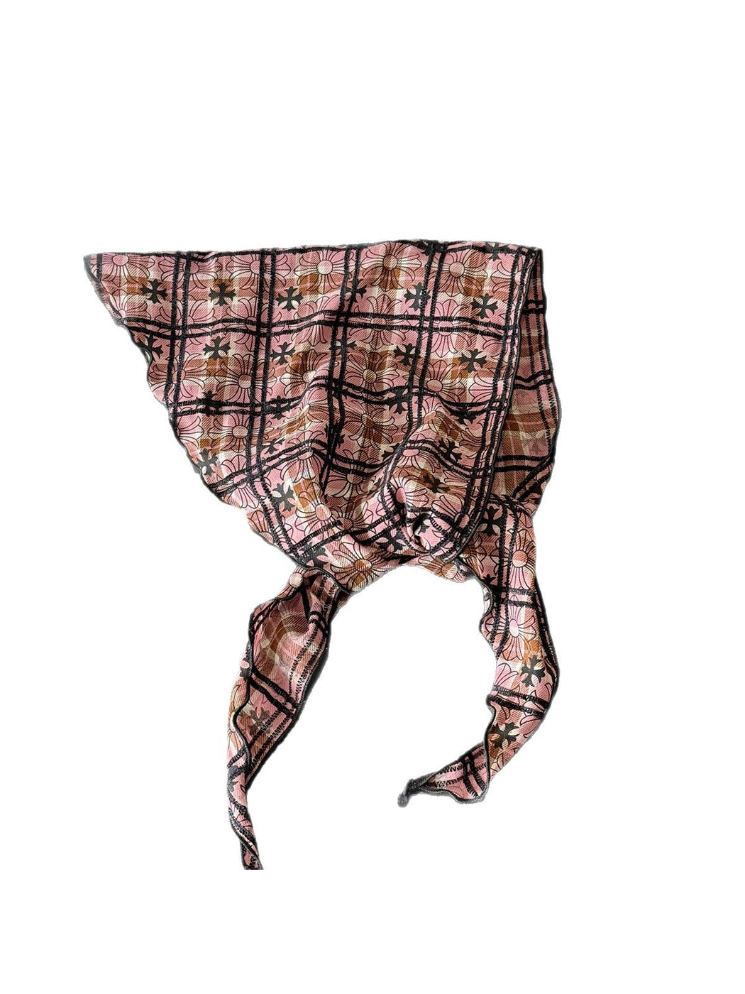 Scarvii - Vintage Plaid Floral Triangle Bandana