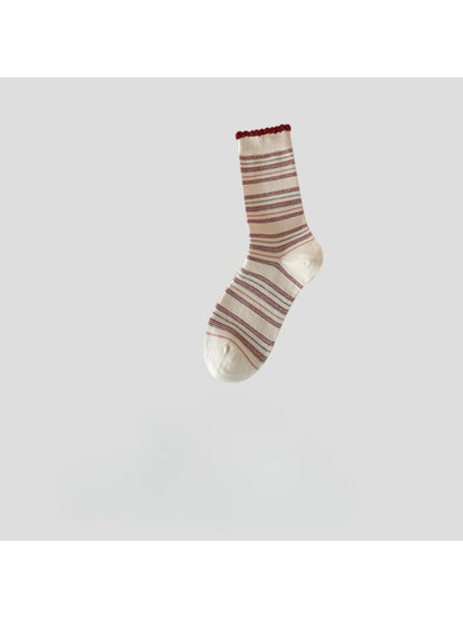 Rufia - Red Pattern Mix Crew Socks