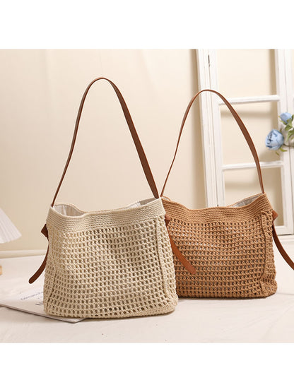 Cosbai - Woven Magnetic Closure Shoulder Bag