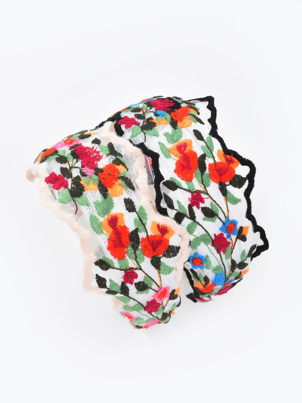 Haila - Classic Vintage Floral Headband – Black & Beige