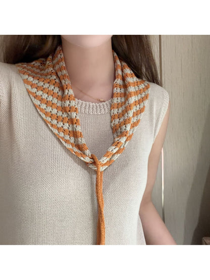 Scarvii - Geometric Stripe Tie-End Triangle Scarf