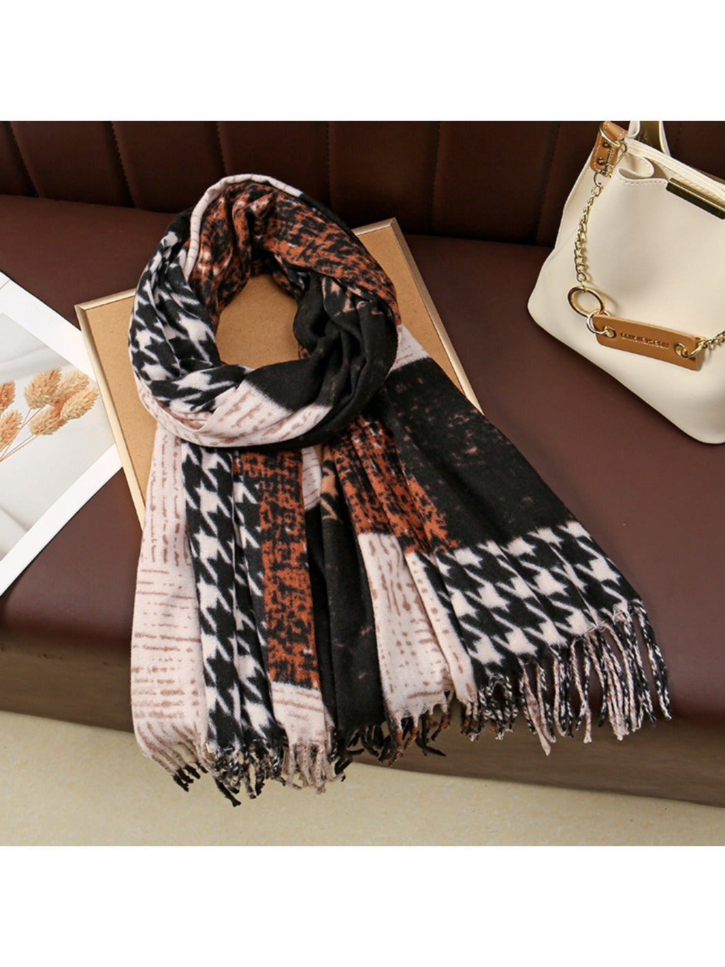 Scarvii - Geometric Pattern Tassel Winter Scarf