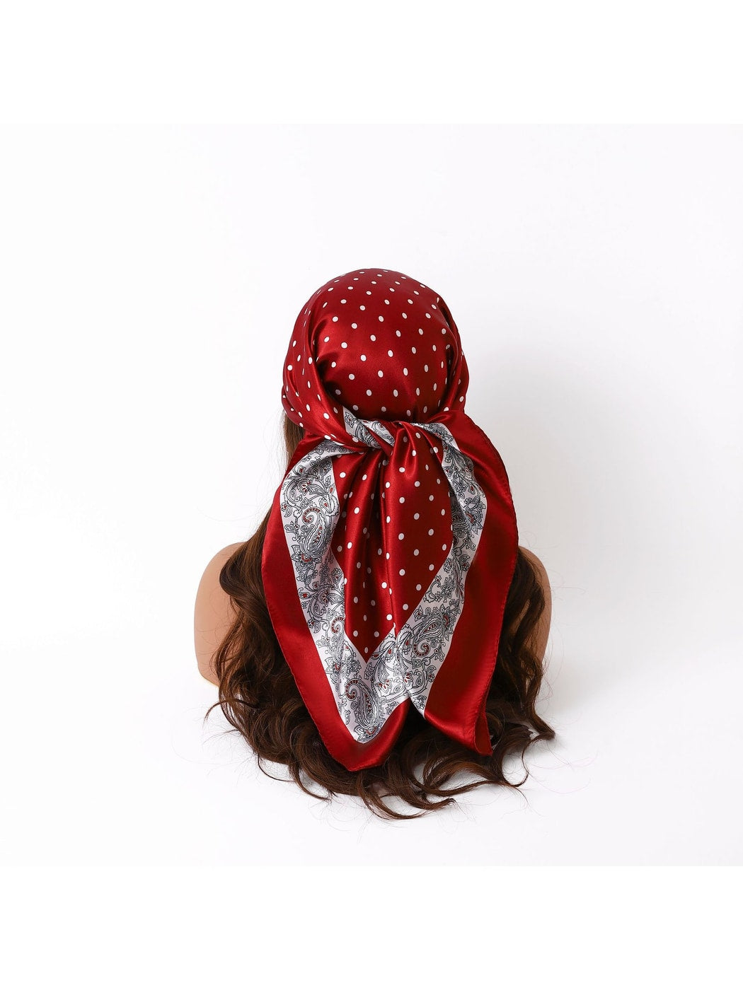 Scarvii - Polka Dot Printed Border Square Scarf
