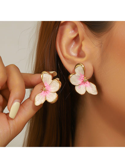 Earwish - Elegant Pink Floral Earrings