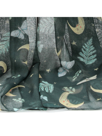 Scarvii - Forest Green Butterfly Moon Print Scarf