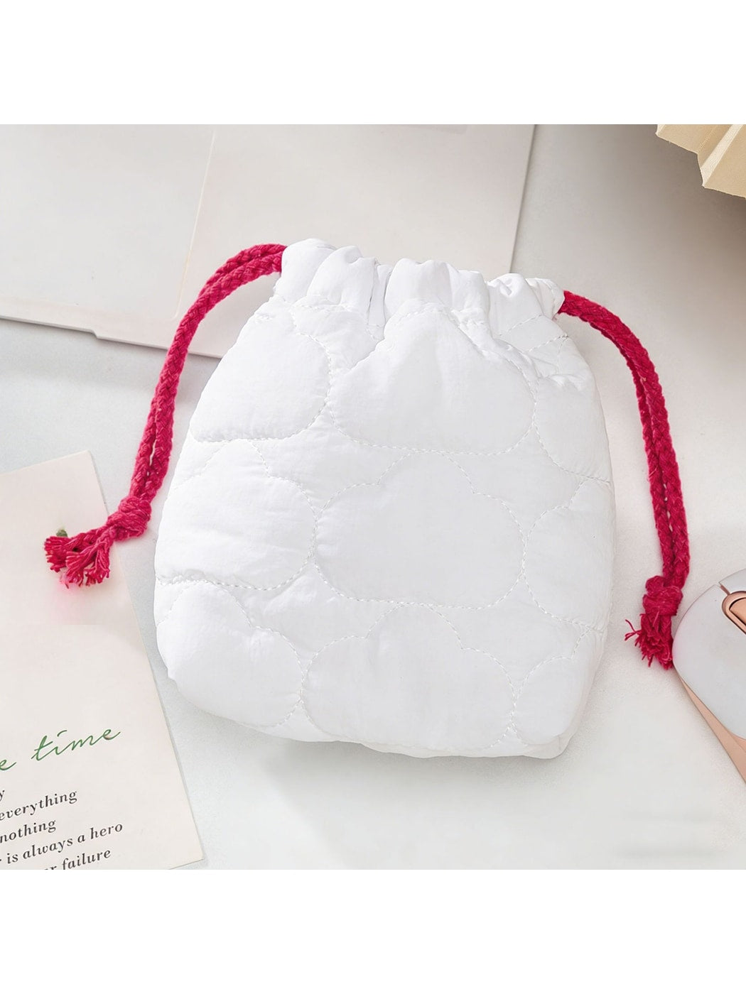 Cosbai - Quilted Drawstring Storage Pouch Bag