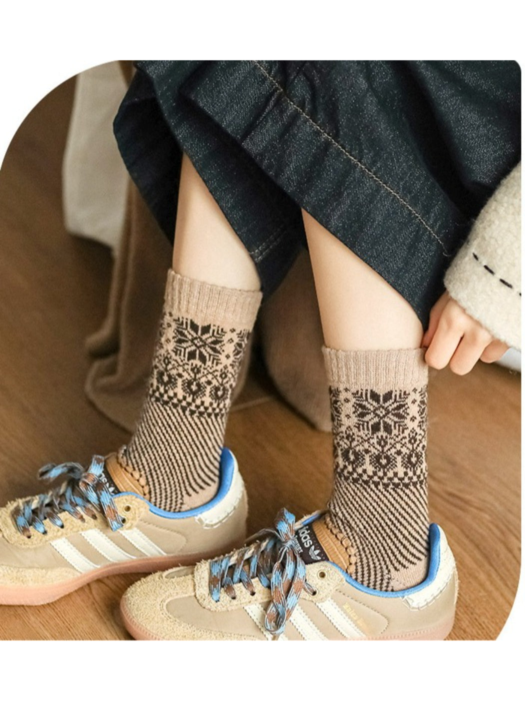 Rufia - Soft Geometric Knit Crew Socks