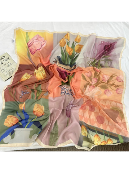 Scarvii - Simple Patterned Fashion Square Scarf