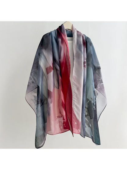 Scarvii - Soft Tone Abstract Printed Summer Wrap Scarf