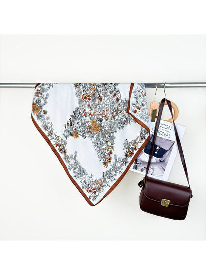 Scarvii - Retro Floral Star Print Square Scarf