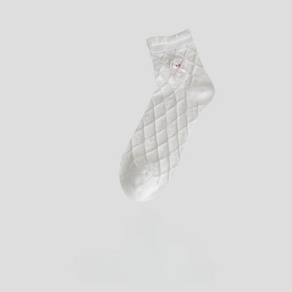 Rufia Sweet Bear Diamond Knit Socks folded neatly showing soft fabric and detailed knit