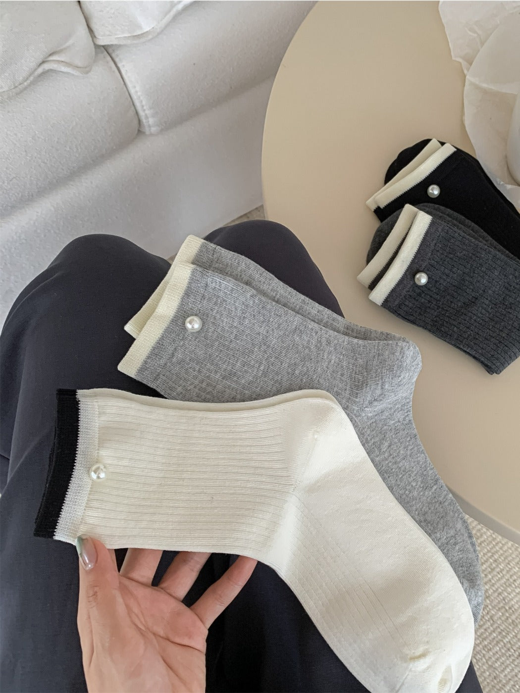 Rufia – Color-Block Striped Mid-Calf Socks
