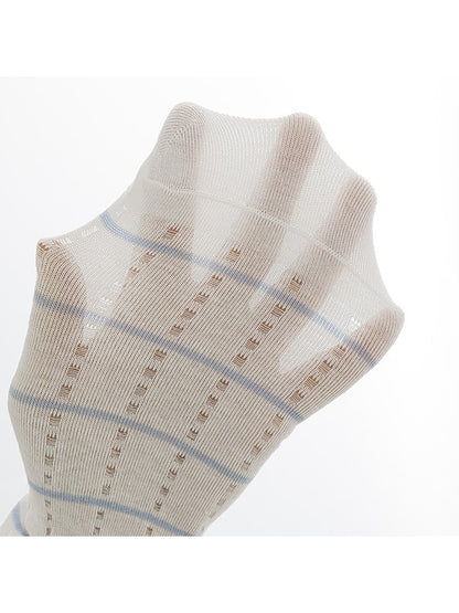 Rufia - Ruffle Cuff Striped Pattern Ankle Socks