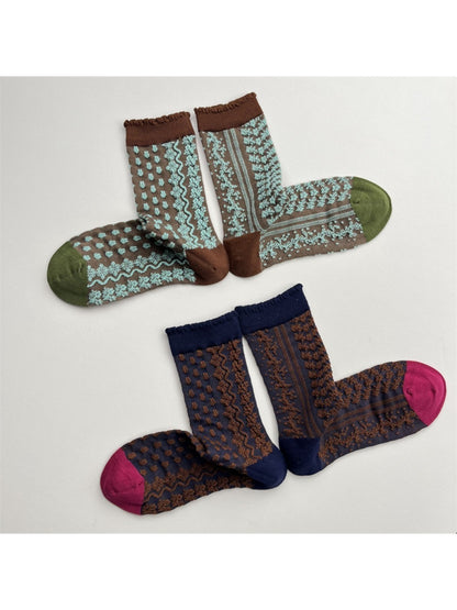 Rufia - Vintage Floral Embossed Socks