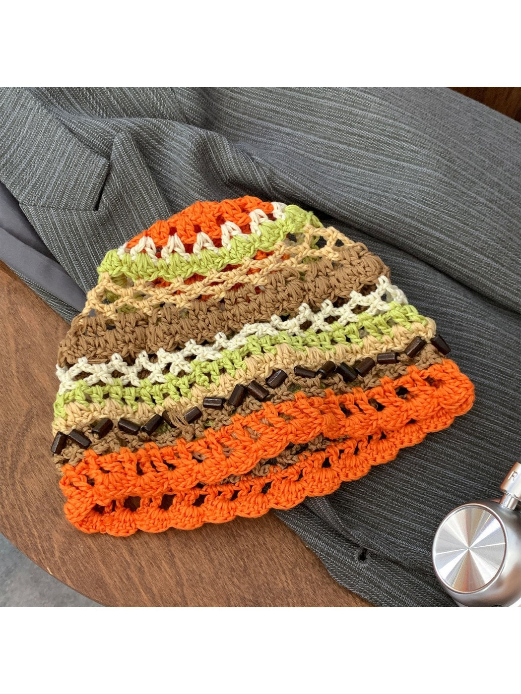 Haila - Foldable Openwork Decorative Knit Beanie Hat
