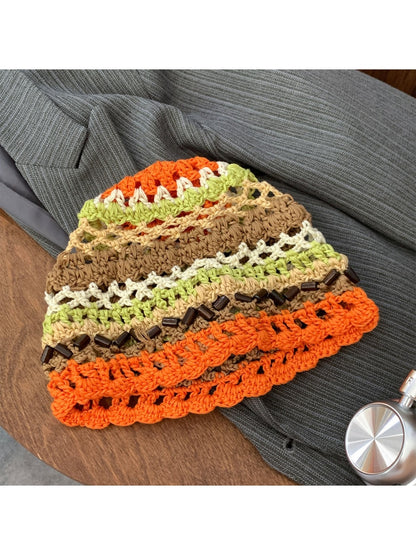 Haila - Foldable Openwork Decorative Knit Beanie Hat