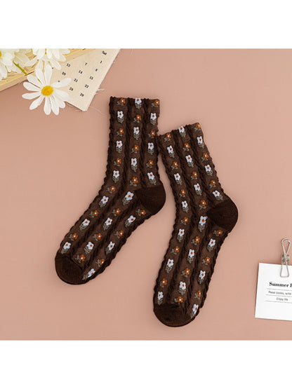 Rufia - Botanical Floral Cable Knit Crew Socks