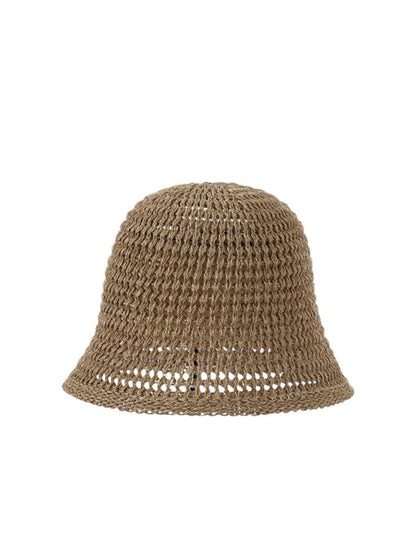 Haila breathable open knit hat in light beige displayed on a white background
