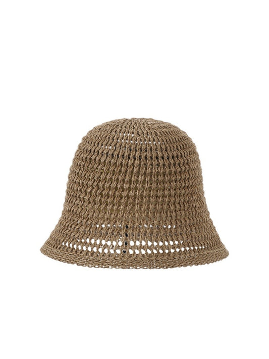 Haila breathable open knit hat in light beige displayed on a white background