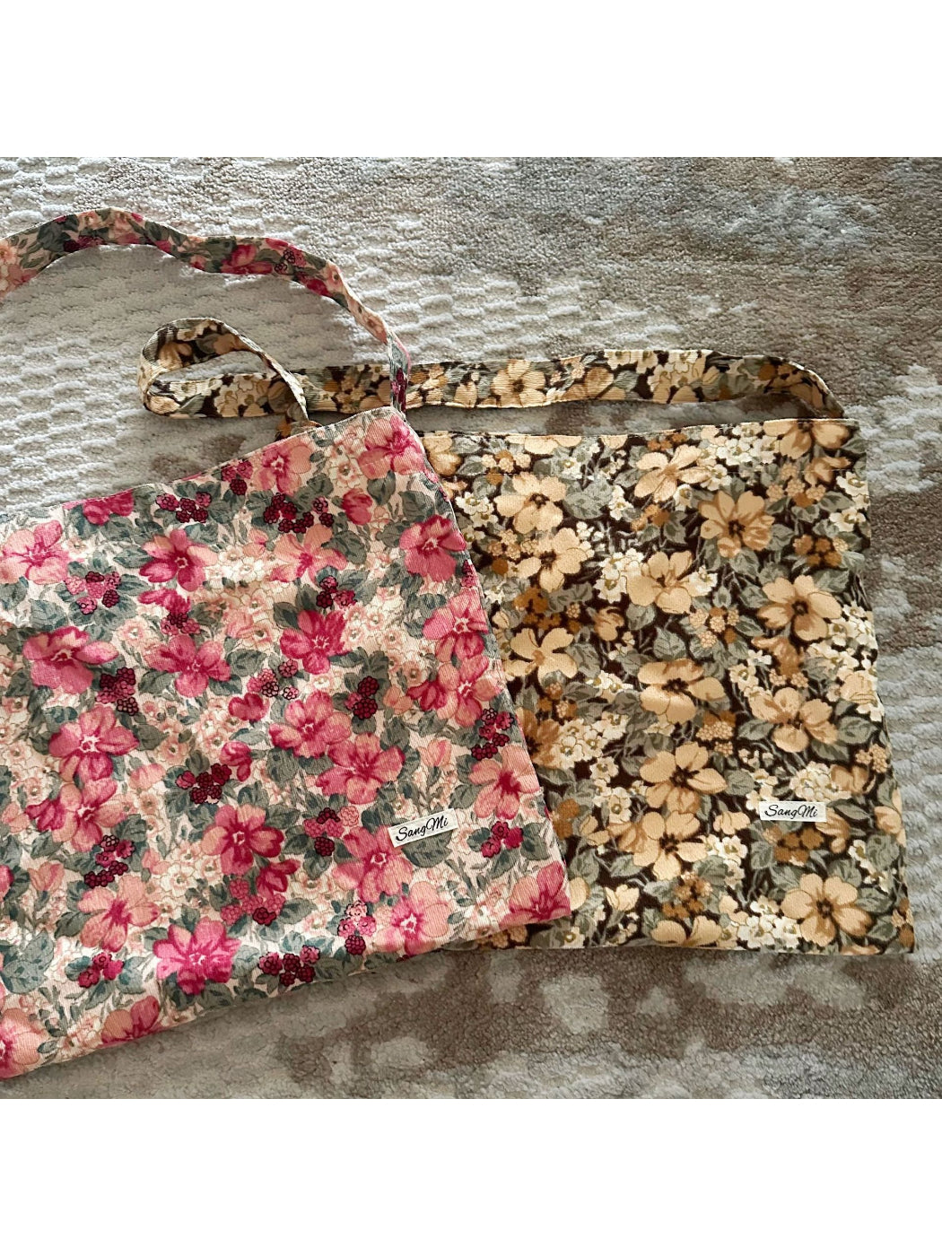 Cosbai - Soft Floral Pattern Casual Shoulder Tote Bag