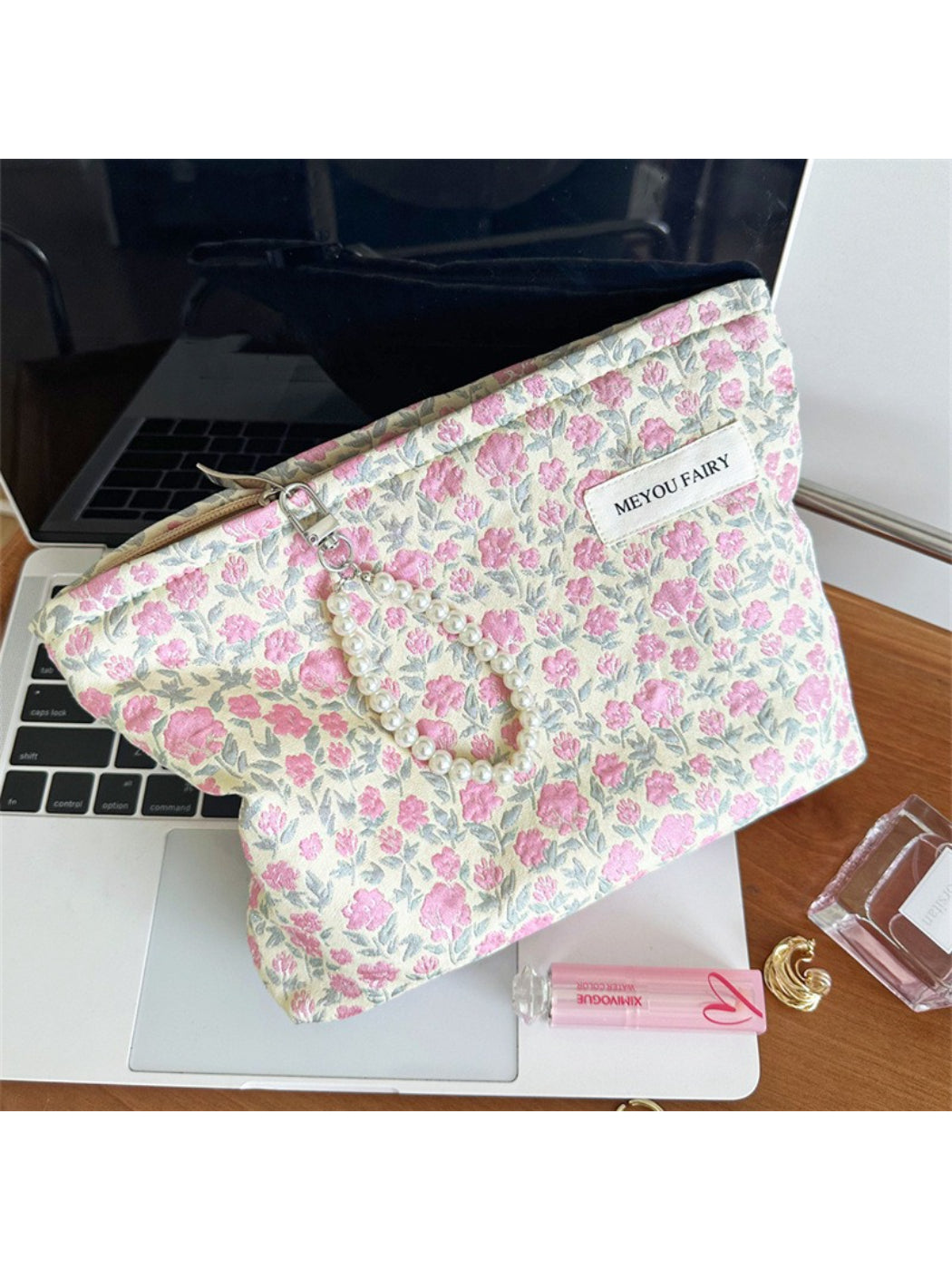 Cosbai Soft Rose Organizer Pouch with visible stitching details