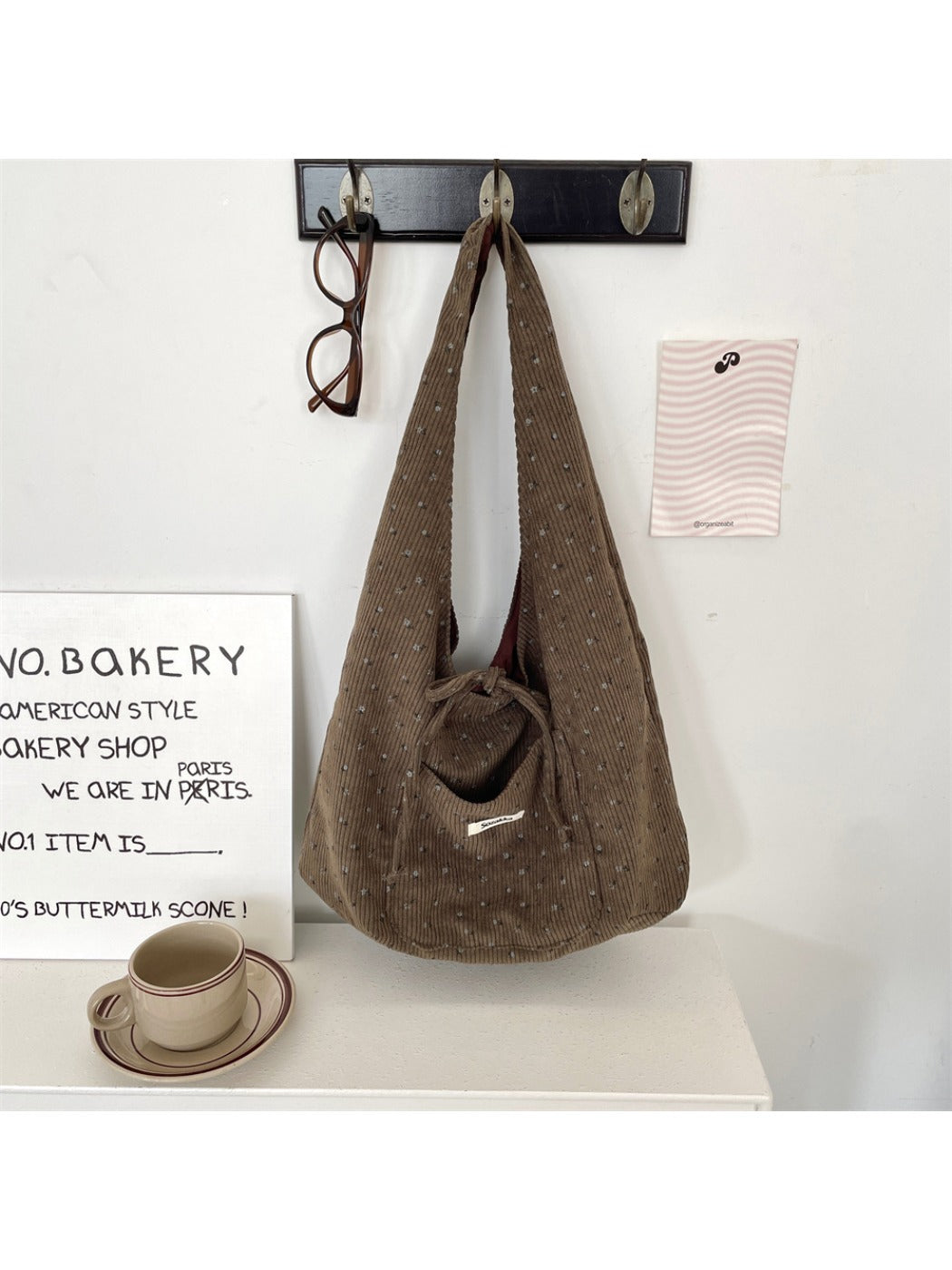 Cosbai – Reversible Corduroy & Canvas Shoulder Bag