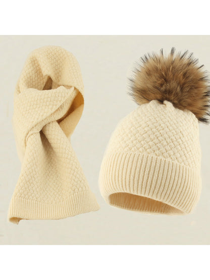 Haila - Brimless Knit Beanie and Scarf Set