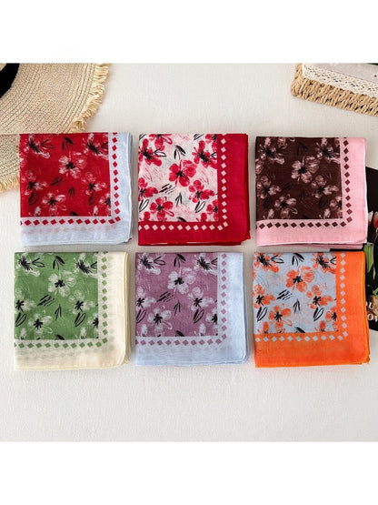 Scarvii - Fresh Floral Pattern Decorative Square Scarf
