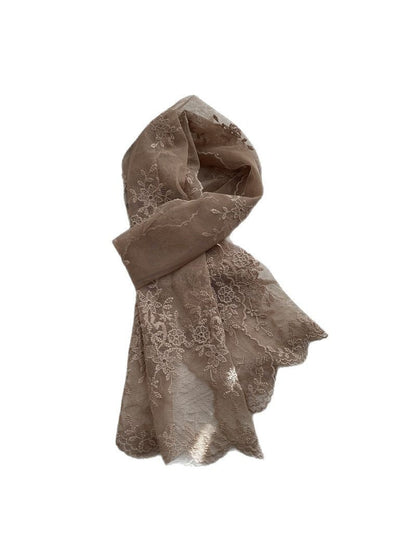 Scarvii - Vintage Embroidered Long Lace Scarf
