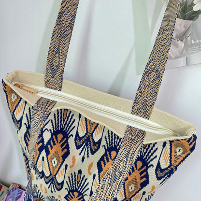 Cosbai - Atlas Print knit Shoulder Bag - Spacious & Vintage