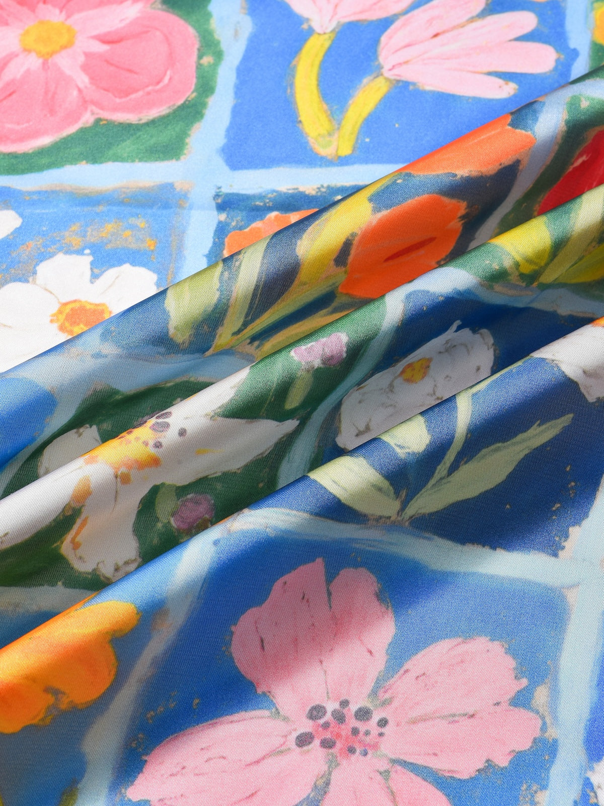 Scarvii - Romantic Floral Panel Border Print Scarf