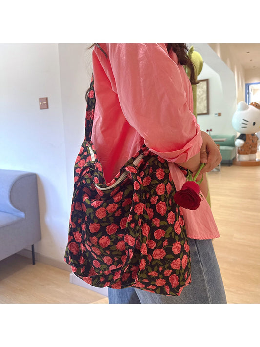 Cosbai - Rose Theme Casual Zipper Crossbody Bag