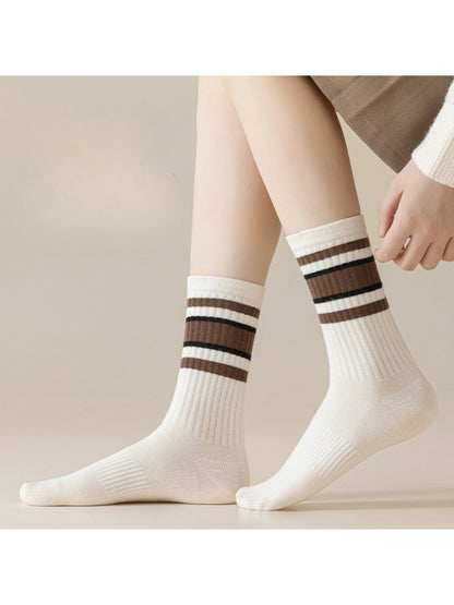 Rufia - Neutral Stripe Ribbed Crew Socks product image 3